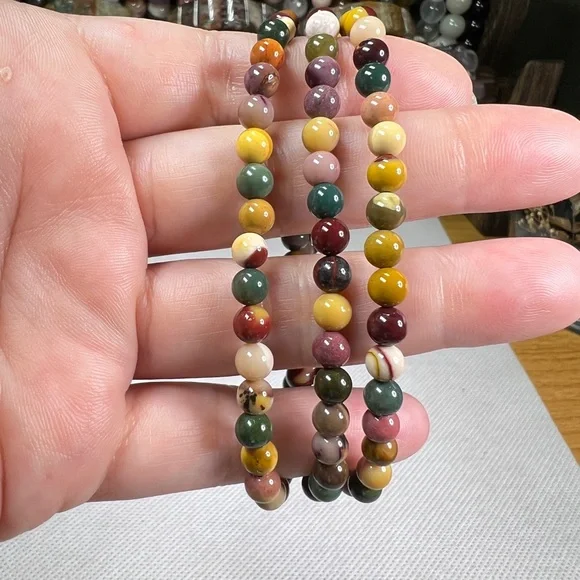 5.3mm Alashan Agate Multicolor Beaded 3 Laps Bracelet Or Necklace Natural Quartz - Picture 8 of 11